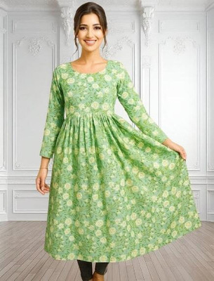 Raj fashion Women Printed Anarkali Kurta(Light Green)