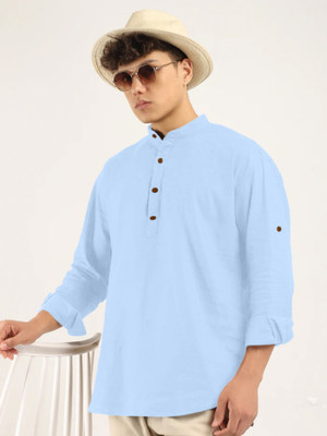 MACSIVO Men Solid Straight Kurta(Light Blue)