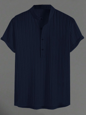 EyeBogler Men Self Design Straight Kurta(Blue)
