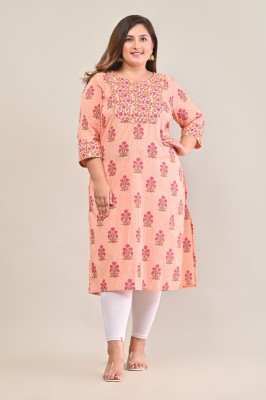 Swasti Women Printed Straight Kurta(Pink, Orange, Yellow)