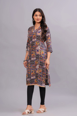 Bachuu Women Printed Straight Kurta(Multicolor)