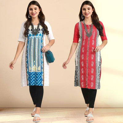 1 Stop Fashion Women Printed A-line Kurta(Multicolor)