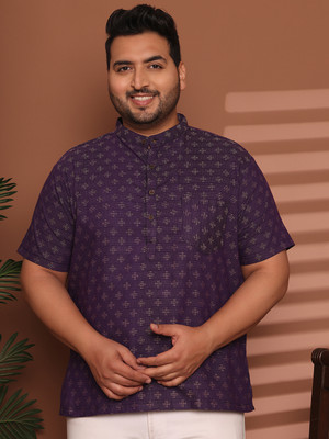 ED PLUS Men Printed Straight Kurta(Purple)