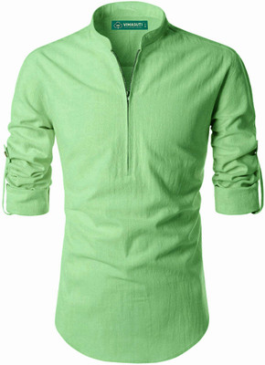 VIMASUTI Men Solid A-line Kurta(Light Green)
