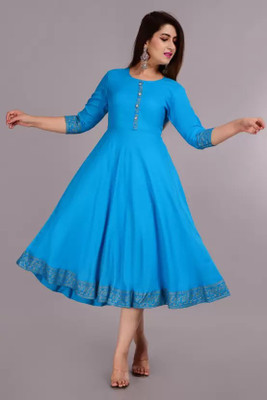 Shunit creation Women Solid Anarkali Kurta(Blue)