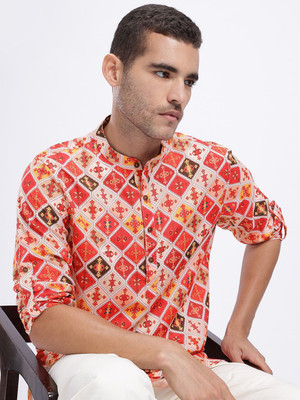 Anouk Rustic Men Printed Straight Kurta(Multicolor)