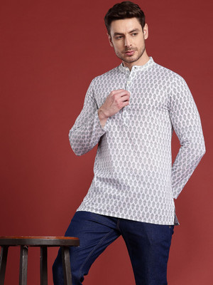 ANOUK Men Embroidered Straight Kurta(White)