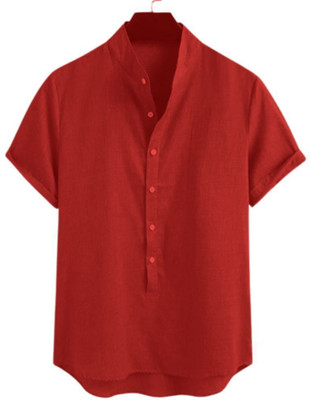 GUYS HUB Men Solid Straight Kurta(Orange)