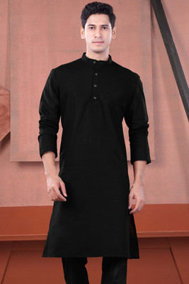 french crown Men Solid Ethnic Dress Kurta(Black)