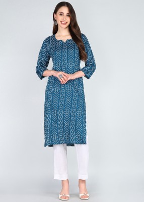 Tviksha Fashion Women Printed A-line Kurta(Blue)