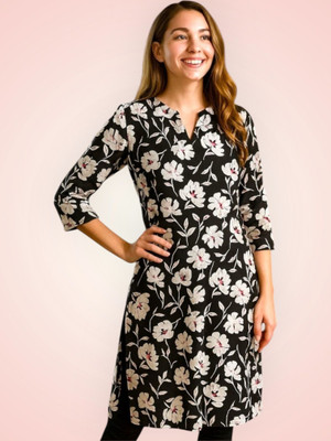 HouseOfCommon Women Self Design A-line Kurta(Black)