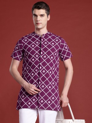 ANOUK Men Printed Straight Kurta(Purple)