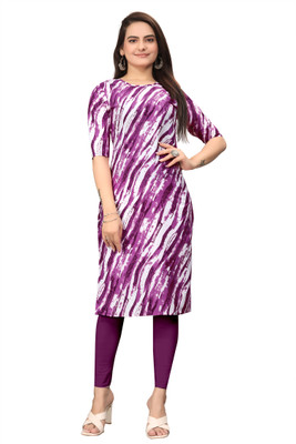 RANGRASIYA CORPORATION Women Printed Straight Kurta(Purple)