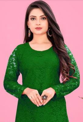 PRAVISHRI TRENDS Women Solid A-line Kurta(Green)