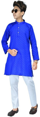 WELCOME STYLE Boys Self Design A-line Kurta(Blue)