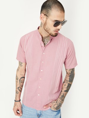 MAX Men Solid Straight Kurta(Pink)