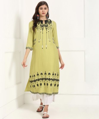 W Women Printed Straight Kurta(Multicolor)