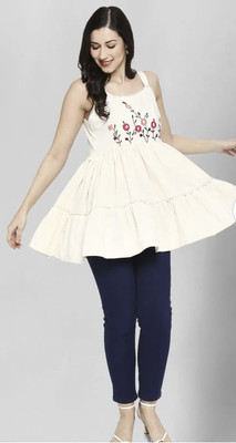SILA SILAYA Formal Embroidered Women White Top