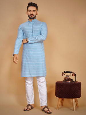 ZINKU FASHION Men Self Design A-line Kurta(Light Blue)