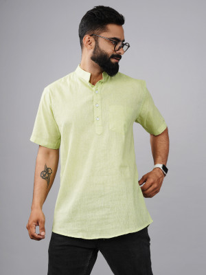 QuaClo Men Self Design Straight Kurta(Light Green)
