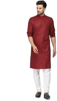 Veekeeda Men Solid A-line Kurta(Maroon)