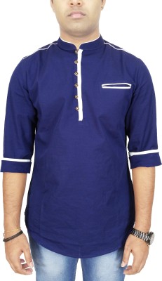 KUONS AVENUE Men Solid Straight Kurta(Dark Blue)