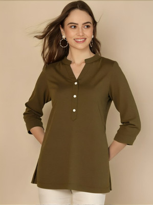 PP Vastram Women Solid A-line Kurta(Green)