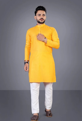 ARMASH Men Solid Ethnic Dress Kurta(Yellow)