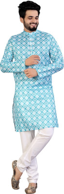 PARALLEL TIMES Men Solid Straight Kurta(Blue)