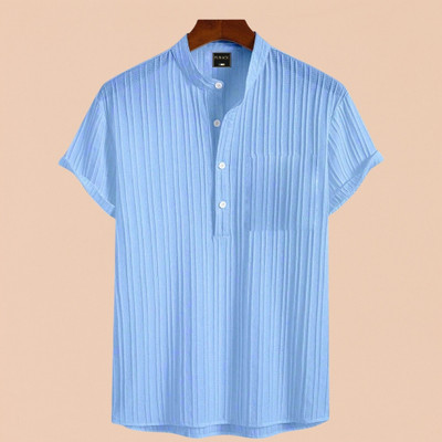 Look Trendy Men Printed Straight Kurta(Light Blue)
