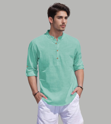DiAsh Men Solid Straight Kurta(Light Green)