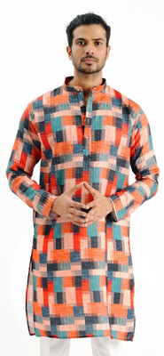 JODIDAR Men Printed Straight Kurta(Multicolor)