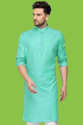 Tezys Men Solid Straight Kurta(Light Green)