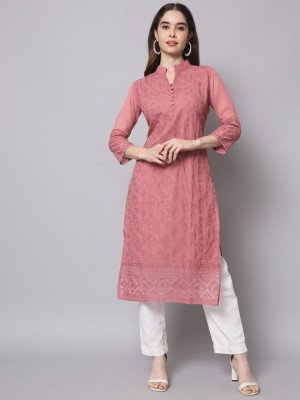 Marry Women Self Design A-line Kurta(Pink)