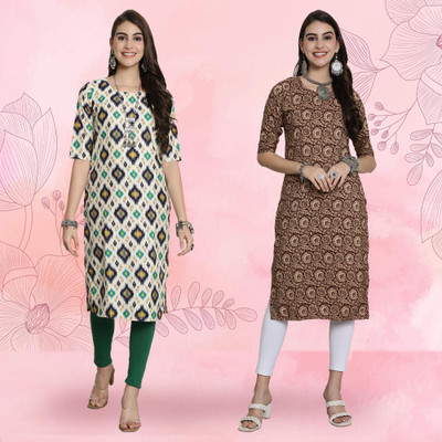 EthnicBasket Women Printed Straight Kurta(Multicolor)