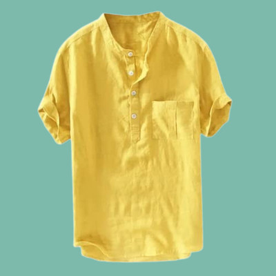 ZAKOD Men Solid Straight Kurta(Yellow)