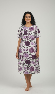 SHAS Women Floral Print A-line Kurta(Purple)