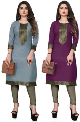 Maaa Meladi CreationS Women Solid Straight Kurta(Multicolor)