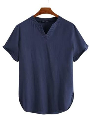 SuperTrend Men Printed Straight Kurta(Dark Blue)