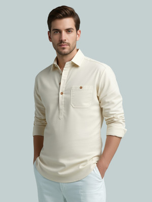 Vida Loca Men Solid A-line Kurta(Beige)
