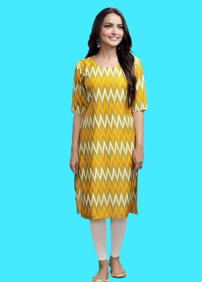 Maheshvi Women Printed A-line Kurta(Yellow)