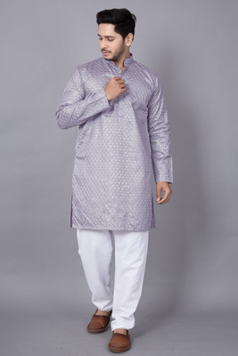 AMZIRA Men Embroidered A-line Kurta(Green)