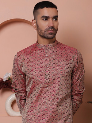ANOUK Men Printed Straight Kurta(Red)