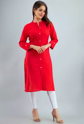 kair Women Solid A-line Kurta(Red)