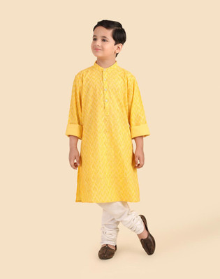 Fabindia Boys Printed Straight Kurta(Yellow)