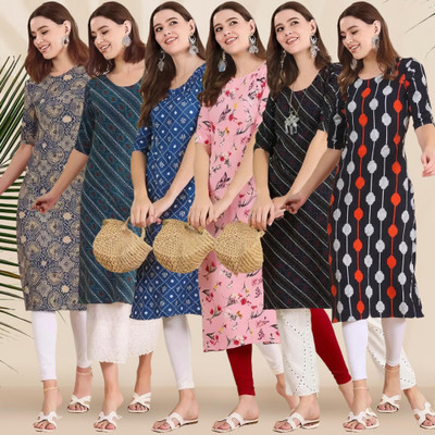1 Stop Fashion Women Printed A-line Kurta(Multicolor)