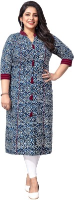 Jevi Prints Women Printed Straight Kurta(Blue)