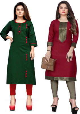 Maa Meladi Creation Women Printed Straight Kurta(Multicolor)