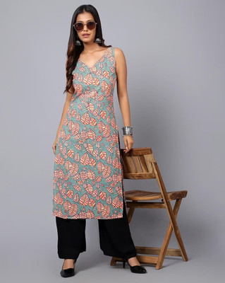 KALLAXI Women Printed Straight Kurta(Multicolor)