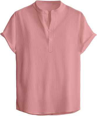 KAKIDO Men Solid Straight Kurta(Orange)